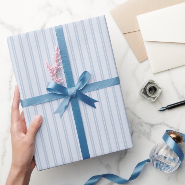 Papel De Presente Aniversário Listras Azuis (Presentear)