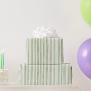 Papel De Presente Aniversário Listras Brancas Verdes