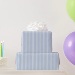 Papel De Presente Aniversário Listras Duplas Brancas Azuis