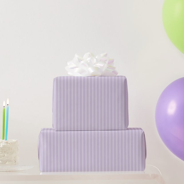 Papel De Presente Aniversário Listras Duplas Brancas Roxas (Presentes para festas)