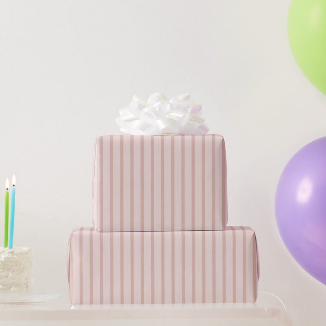 Papel De Presente Aniversário Listras Rosa (Presentes para festas)