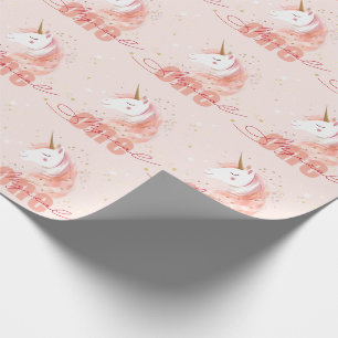 Papel De Presente Aniversário Mágico do Unicórnio de Um Ano