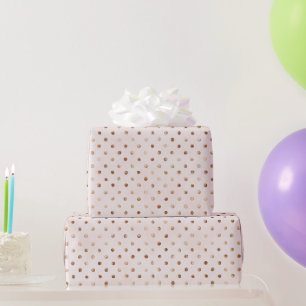 Papel De Presente Aniversário Menina Rosa Bege Pontos