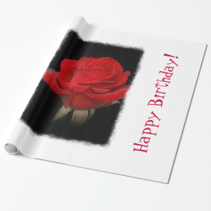 Papel De Presente Aniversário muito Rosa vermelha