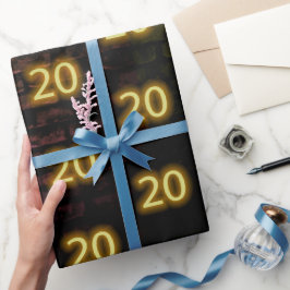 Papel De Presente Aniversário Neon 20 Sinal em Brick