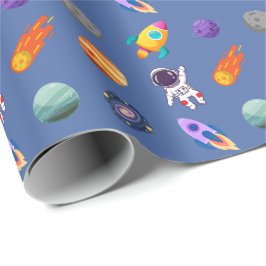 Papel De Presente Aniversário no Espaço Sideral