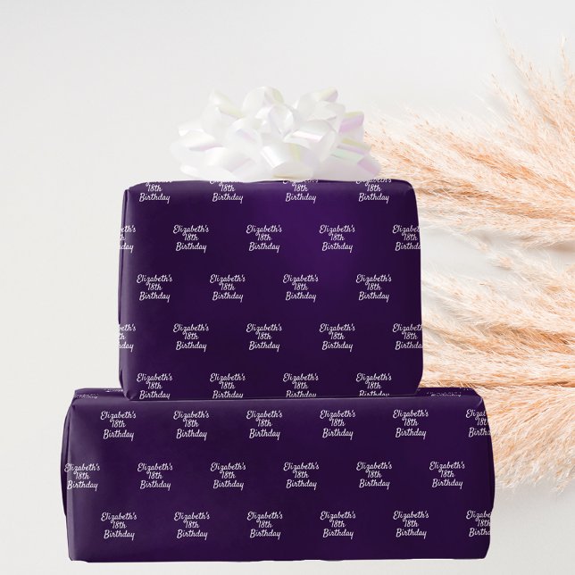 Papel De Presente Aniversário nome roxo (Criador carregado)