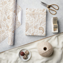 Papel De Presente Aniversário Paz Boêmio Hippie Anos 60 Paisley