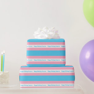 Papel De Presente Aniversário Personalizado Bandeira Transgênero