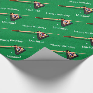 Papel De Presente Aniversário Personalizado da Piscina Billiard Bal