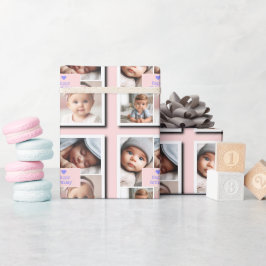 Papel De Presente Aniversário Personalizado Do Bebê De 4 Fotografias