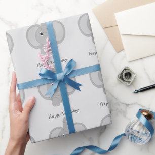 Papel De Presente Aniversário personalizado do elefante