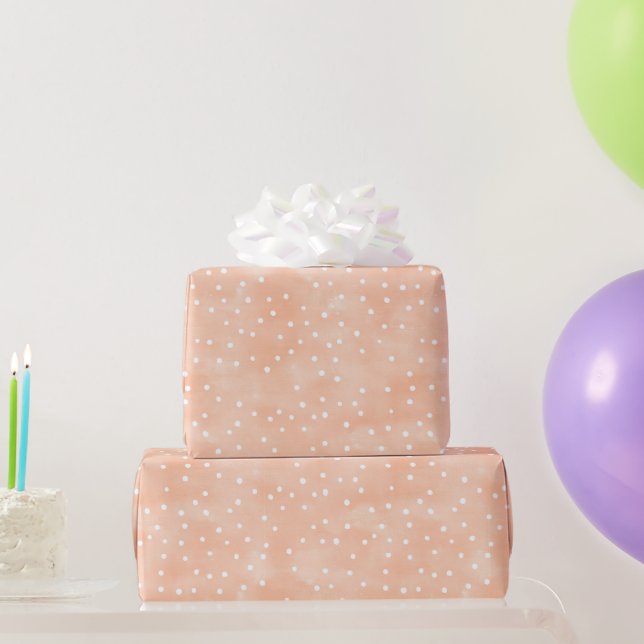 Papel De Presente Aniversário Pontos Brancos do Pêssego (Presentes para festas)
