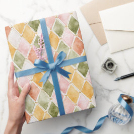 Papel De Presente Aniversário Rosa Bege Laranja Verde Amarelo