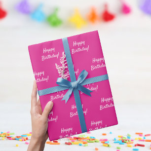 Papel De Presente Aniversário rosa quente menina rosa