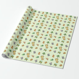 Papel De Presente Aniversário Safari Verde Claro