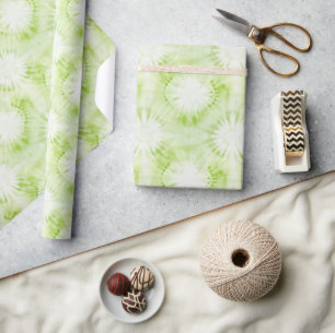 Papel De Presente Aniversário Tie Dye Verde Limão Menta