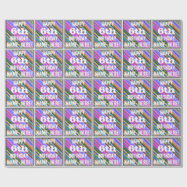 Papel De Presente Aniversário Vibrante, Colorida do 6 + Nome Persona