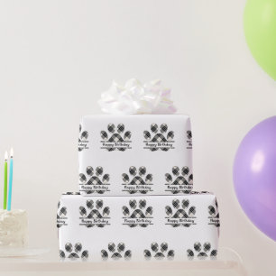Papel De Presente Aniversário - Xadrez Paw Imprime Em Branco