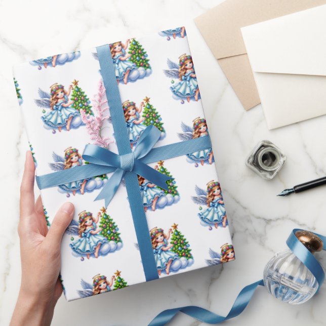 Papel De Presente Anjo de Natal (Presentear)