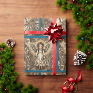 Papel De Presente Anjo de Natal da Arte Popular