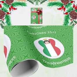 Papel De Presente Anjo de Natal Personalizado Bandeira Italiana Pres