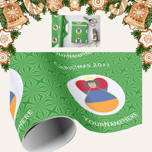 Papel De Presente Anjo de Natal Personalizado com Bandeira da Armêni