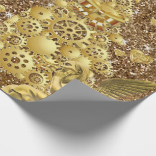 Papel De Presente Anjo Dourado do Papel de Moldagem de Natal