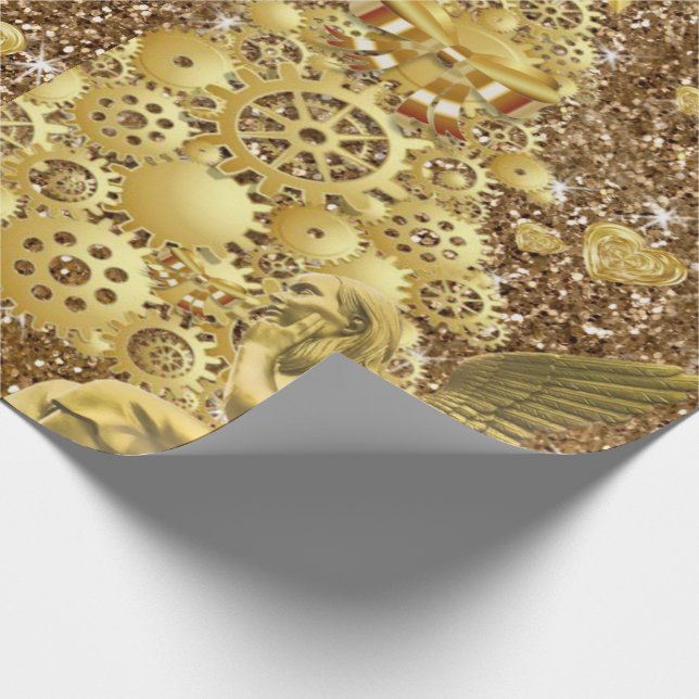 Papel De Presente Anjo Dourado do Papel de Moldagem de Natal (Ponta)