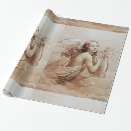 Papel De Presente ANJO que JOGA LYRA SOBRE o marrom das NUVENS