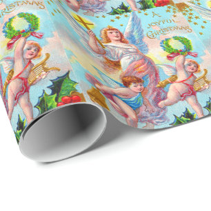 Papel De Presente Anjo Querubim Cruz Cristã Sino Grinalda Azevinho