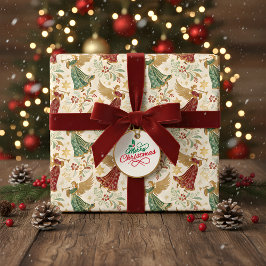 Papel De Presente Anjos de Natal Vintage