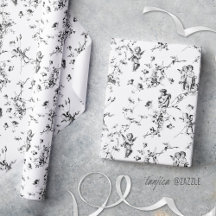 Anjos Florais do Cupido Vintage Preto e Branco Toi