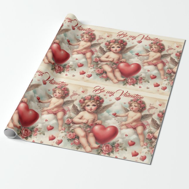 Papel De Presente Anjos Querubins Vintage  (Desenrolado)