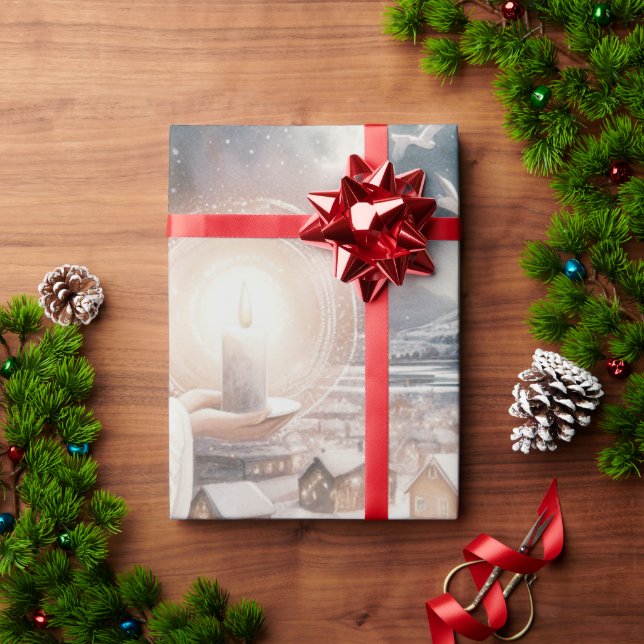 Papel De Presente Anjos velam por você (Presente de Natal)