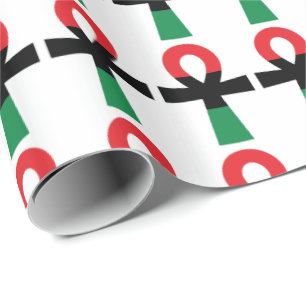Papel De Presente Ankh vermelho, preto & verde