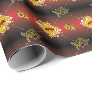Papel De Presente Ano Chinês do Ox Elegante Floral