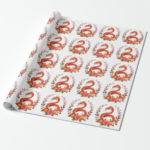 Papel De Presente Ano da cobra chinês fofo rindo