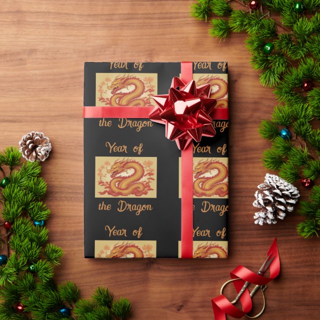 Papel De Presente Ano do papel de enrolamento do dragão (Presente de Natal)