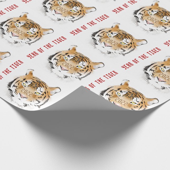 Papel De Presente Ano do Tigre 2022 - Zodiac Animal Chinês Ano Novo (Ponta)