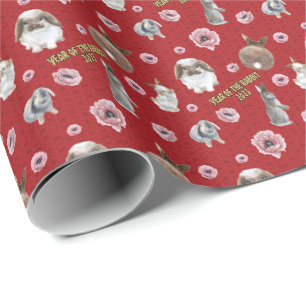 Papel De Presente Ano Lunar Chinês do Rabbit 2023 Padrão