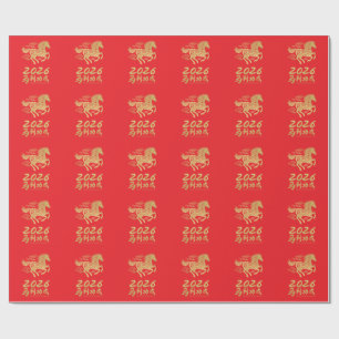 Papel De Presente Ano Novo Chinês 2026 Ano do Cavalo