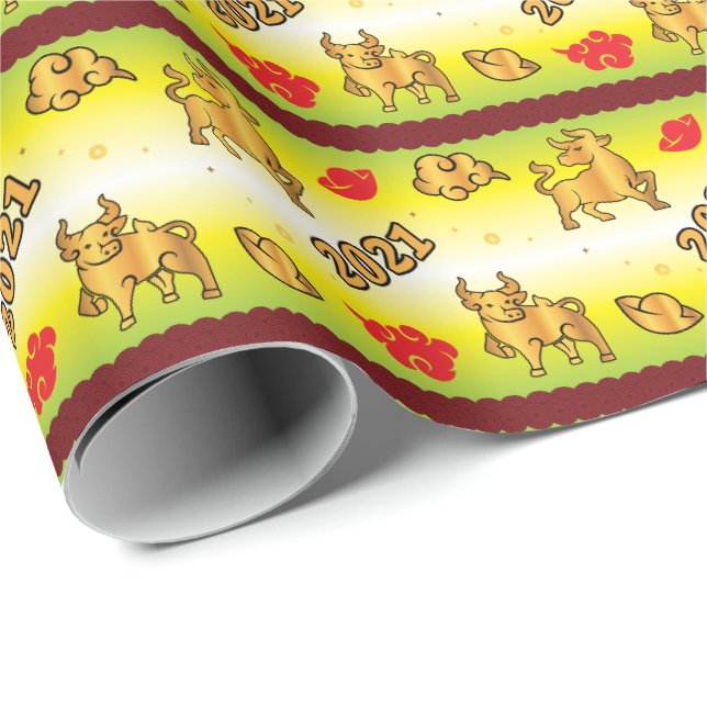 Papel De Presente Ano Novo Chinês do Ox 2021 (Ponta do rolo)