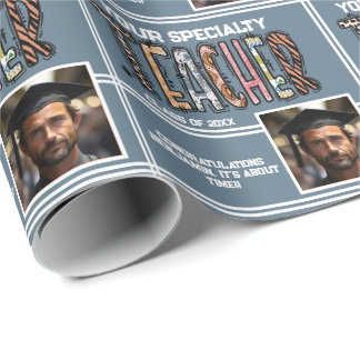 Papel De Presente Ano Personalizado de Graduação do Nome do Professo