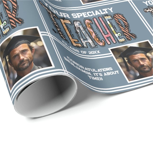 Papel De Presente Ano Personalizado de Graduação do Nome do Professo (Ponta do rolo)