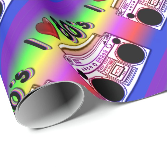 Papel De Presente Anos 80 de Boombox retro (Ponta do rolo)