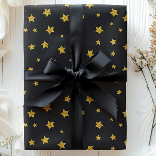 Papel De Presente Anos novos de aniversário de feriado Dourado preto