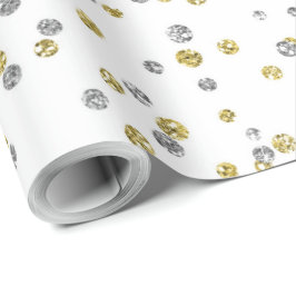 Papel De Presente Anos novos de padrão de ouro prateado