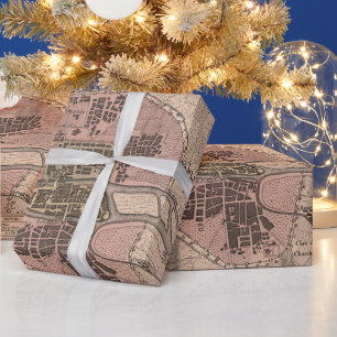 Papel De Presente Antigo Mapa da França em Paris (1869) Vintage Capi