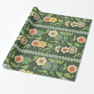 Papel De Presente Antigo Padrão Chinês de Cloisonné: Jade Verde